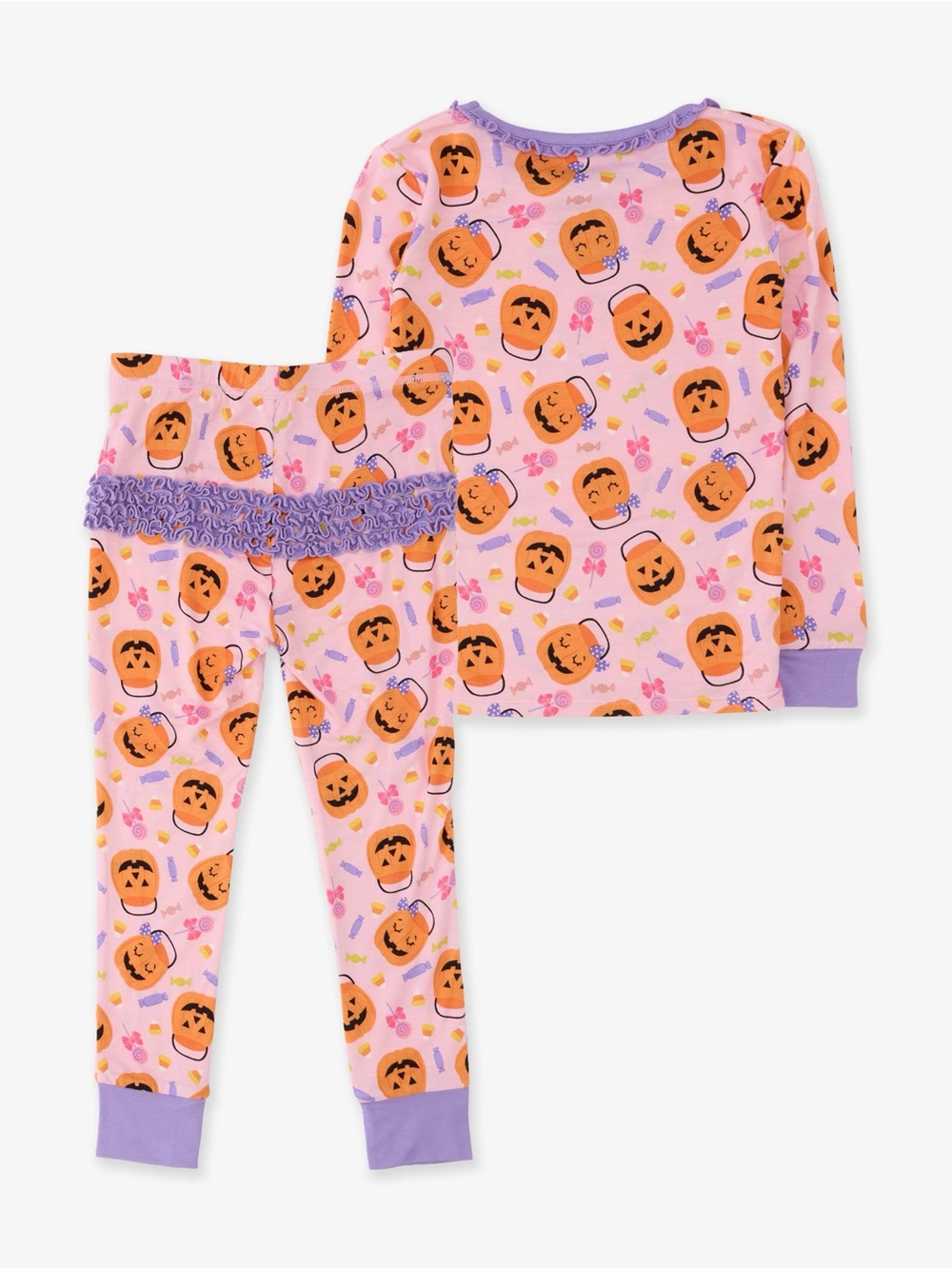 Rufflebutts Girls Pink Pumpkin Halloween Pajama Set 12-18 18-24 months 2T 3T 4T